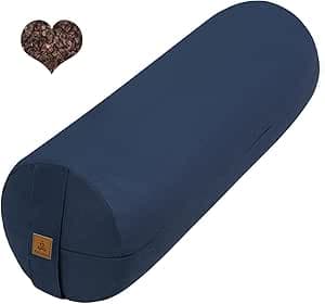 FelizMax Organic Buckwheat Bolster (24x9 in) Supportive Yoga Cushion for Restorative Yoga Accessories, Meditation, Reading & Floor Pillow - Large Round Cylinder (Navy Blue) : Home & Kitchen