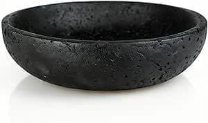 YeasHome Black Travertine Bowl, 7.8" Luxurious Natural Stone Centerpiece Bowl for Modern Home Decor, Handmade Fruit Bowl, Jewelry Dish, Sophisticated Tabletop Sculpture: Home & Kitchen
