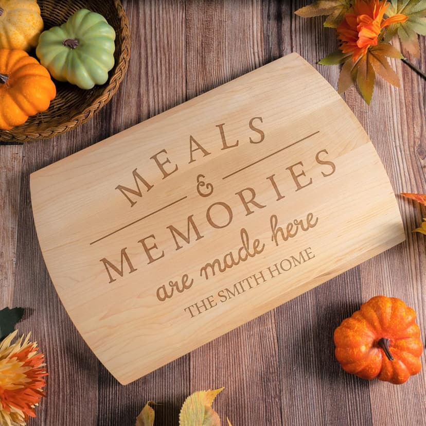 Blue Ridge Mountain Gifts Personalized Cutting Board Christmas Gift, Wedding or Anniversary - Laser Engraved 3 Wood Types & 3 Sizes - Custom Charcuterie Board, Home Decor - Meals and Memories