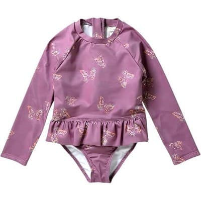 OSHKOSH B'GOSH Toddlers and Baby Girls' One Piece Swimsuit Rashguard, Lilac, 3T