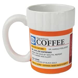 BigMouth Inc. Prescription Coffee Mug - Large Funny Prescription Coffee Cup - Unique Pharmacy Gifts - Hilarious Novelty and Gag Gifts for Doctor - Dishwasher-Safe Ceramic Pill Bottle Coffee Cup - 12oz : Home & Kitchen
