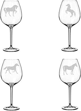 MIP Set of 4 Wine Glass Gift Goblet Horse Collection (20 oz Jumbo)