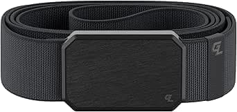 Groove Life Groove Belt Gun Metal/Stone - Men's Stretch Nylon Belt with Magnetic Aluminum Buckle, Lifetime Coverage - Small (28-32") at Amazon Men’s Clothing store