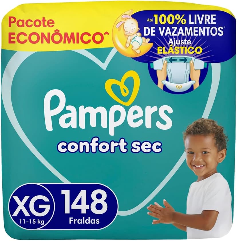 Fralda Pampers Confort Sec XG 148 Unidades, Pampers | Amazon.com.br