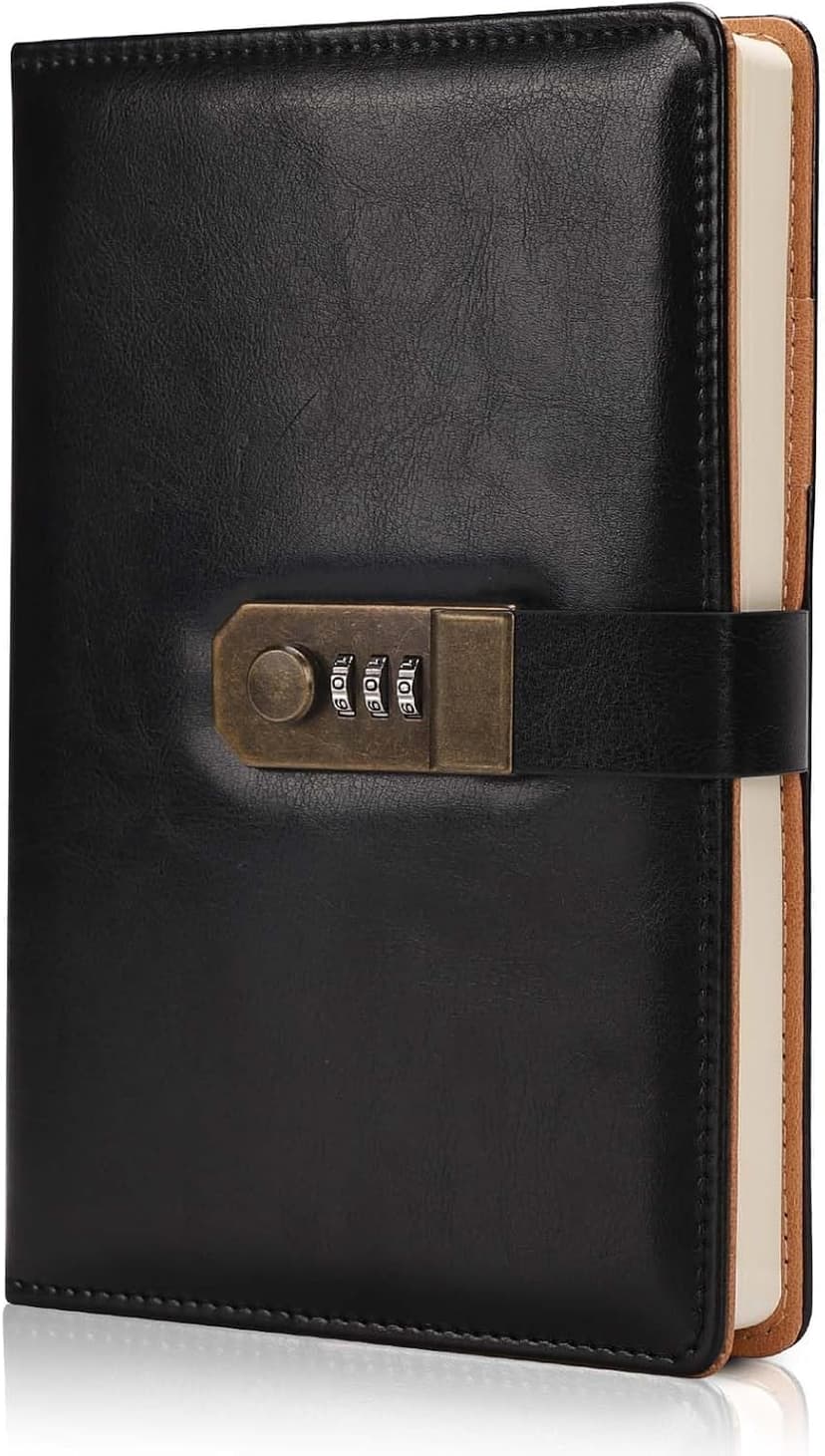 ZJTZJY - Diario de Cuero Vintage, Diario Personal, Diario con Candado, A5, 240 páginas, Regalo para Hombres y Mujeres, Cuaderno para Oficina, Estudio y Viajes (Negro) : Amazon.com.mx: Oficina y papelería