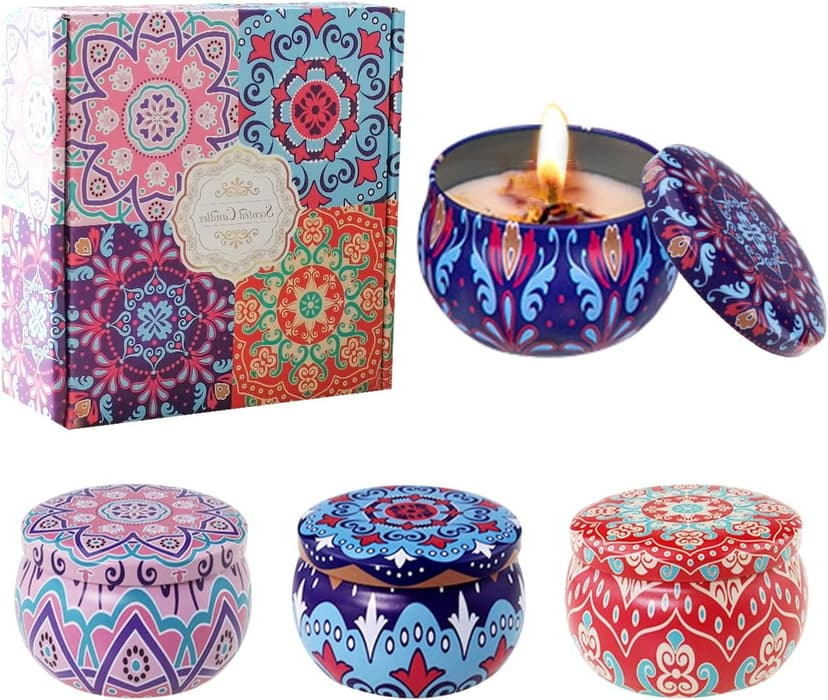 DQST Velas Aromaticas en 4 Latas, Cera de Soja 100 % Pura(Por Lata 2.2 Onzas), Aromaterapia,Alivio Del Estrés y Relajación, Adecuado para Yoga, Meditación, Navidad, Día de San Valentín (4 colores C) : Amazon.com.mx: Hogar y Cocina