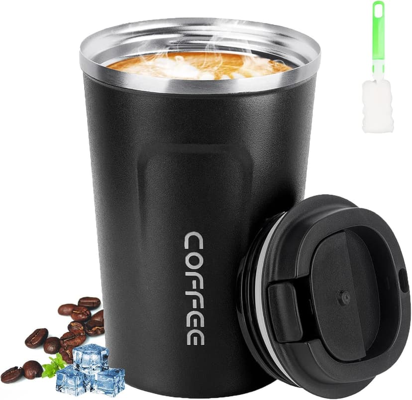 BONTOOLZ Termos para Café, 13oz/380ml Taza Termo Acero Inoxidable con Tapa, Vasos Termicos Frio y Caliente para Café, Coffee Mug Portátil para Exteriores, Oficinas, Hogar, Coche(Negro) : Amazon.com.mx: Hogar y Cocina
