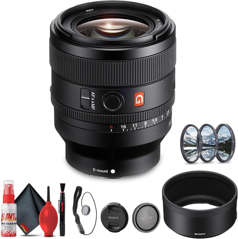 Sony FE 50mm f/1.4 GM Lens (Sony E) (SEL50F14GM) + Filter Kit + Cap Keeper + Cleaning Kit (Renewed)