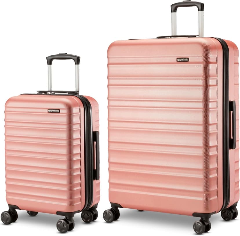 Amazon Basics 2-Piece Set (21", 30"), Hardshell Suitcases With Wheels, Expandable For Up to 25% More Space, With Scratch-Resistant Surface, Four Multi-directional Wheels, Rose Gold | Carry-Ons
